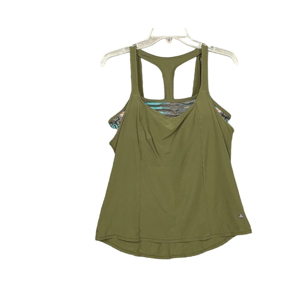 Prana Shirt Womens Small Green Tank Built In Bra Racerback Athletic Lightweight